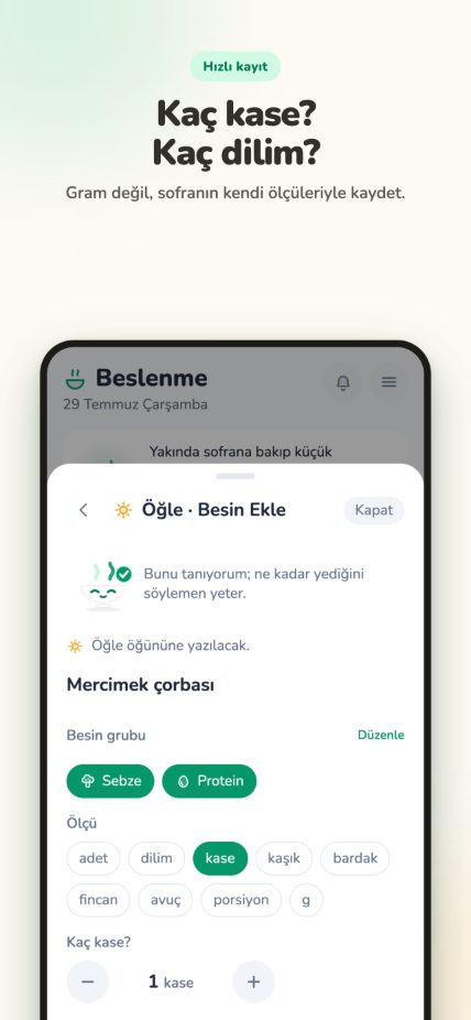 Hızlı öğün kaydı